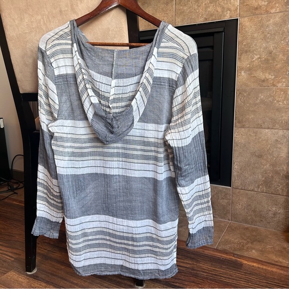 Caslon Lightweight 100% Cotton Striped Beach Summer Layering Boho Top Small - Picture 2 of 8